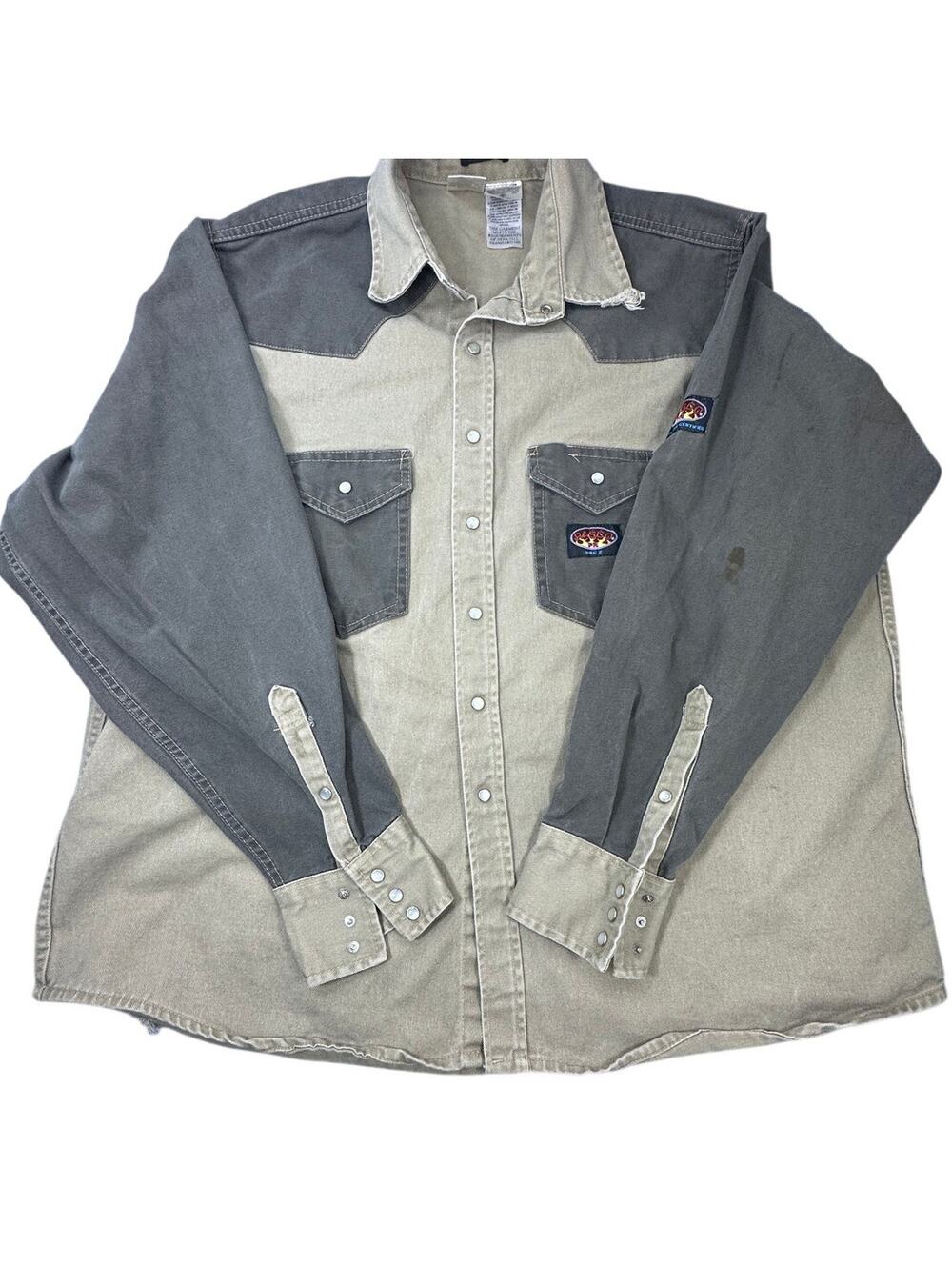 Rasco FR Work Shirt Flame Resistant Cotton Two Tone Gray Khaki 4XL Long Work